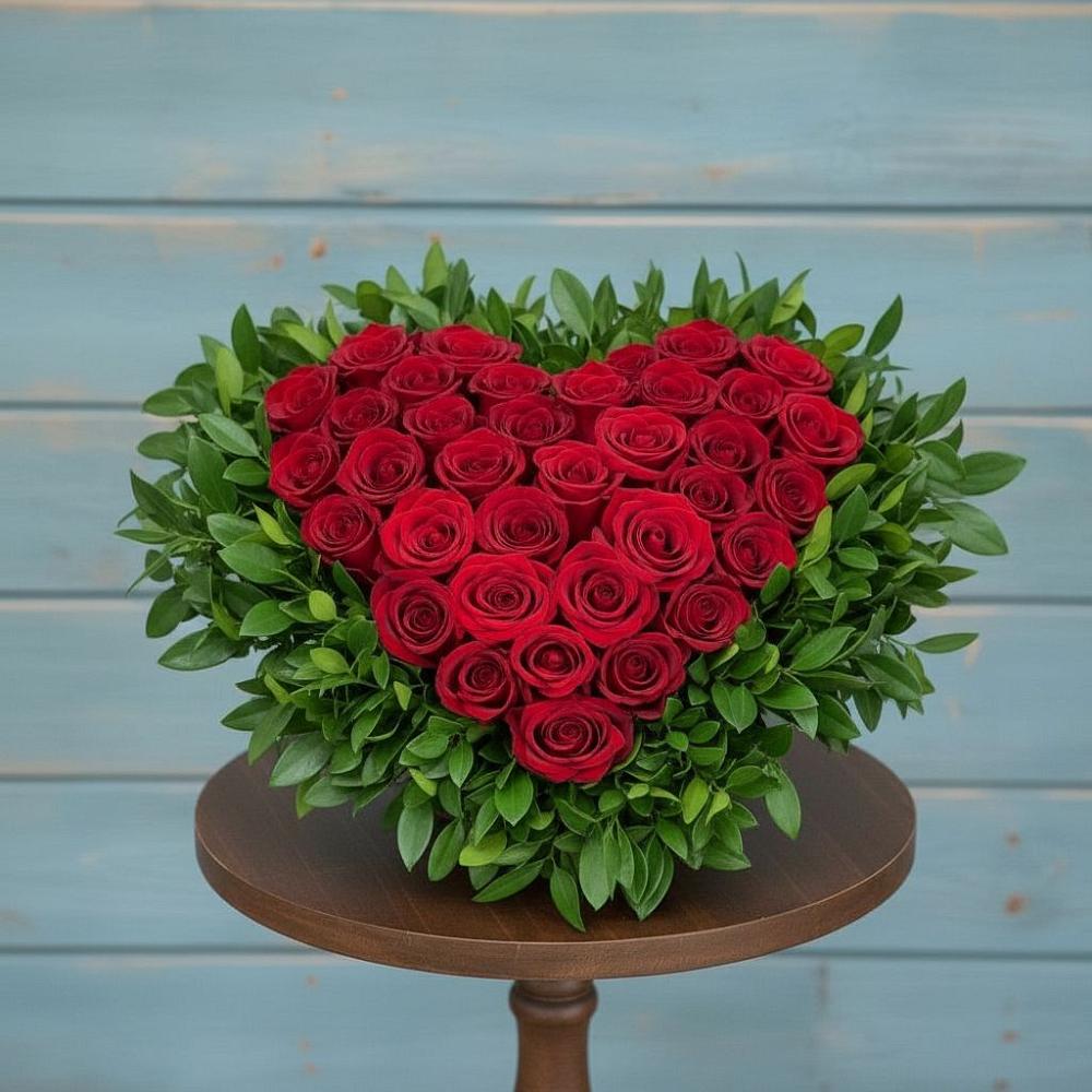 Цветочная композиция из Розы в виде сердца в Железногорске