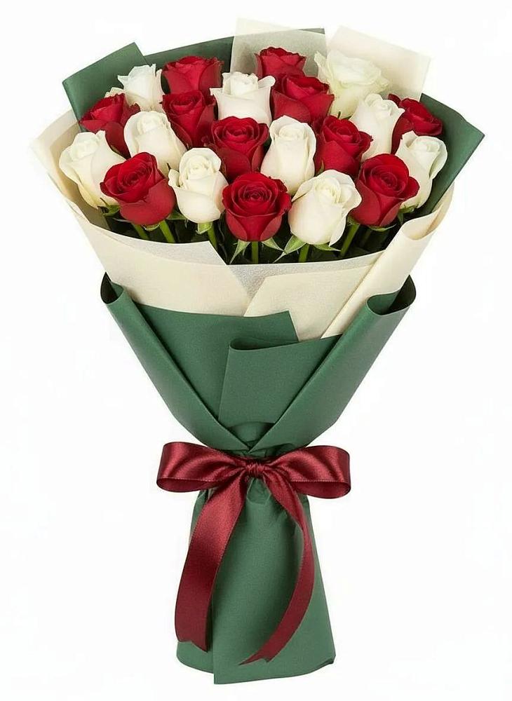 Букет Микс из красных и белых роз в Железногорске