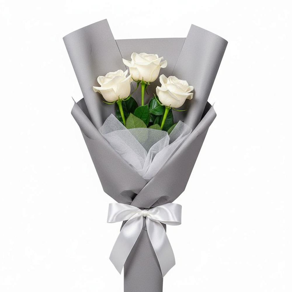 Букет 3 белые розы в Железногорске