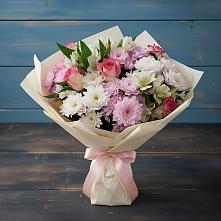 Букет цветов из:  Хризантемы, Альстромерии и Розы в Железногорске