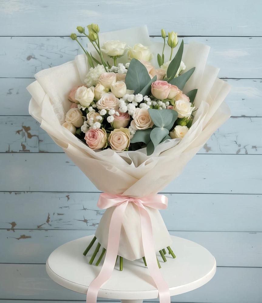 Букет цветов из: Розы и Лизиантусы в Железногорске