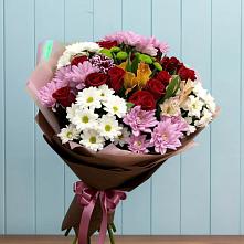 Букет цветов из:  Розы, Хризантемы и Альстромерии в Железногорске